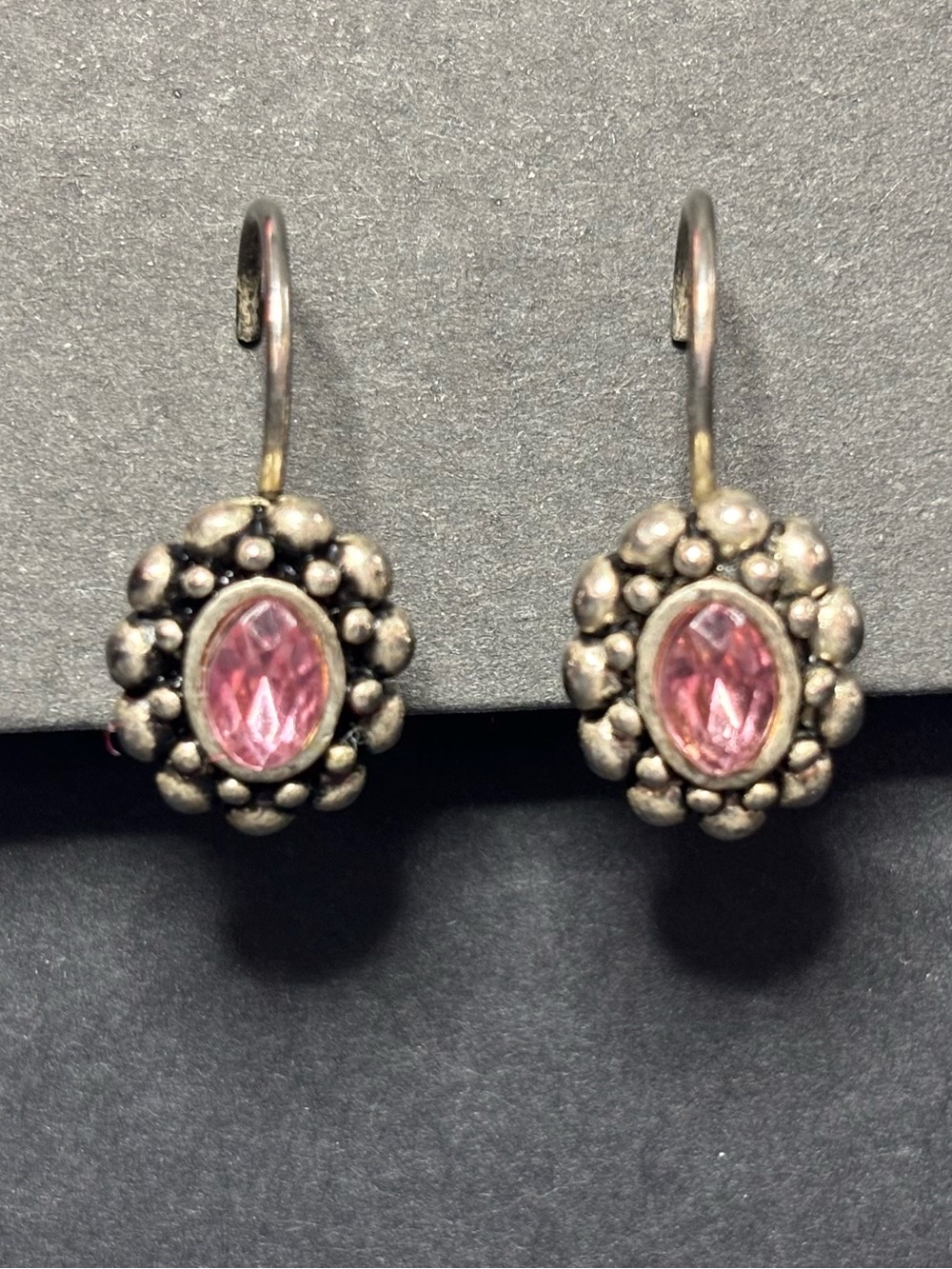 Pink Gemstone Floral Drop Earrings